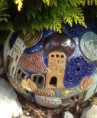 Kugel Durchm. 40 cm Hundertwasserstil, gold, winterhart 